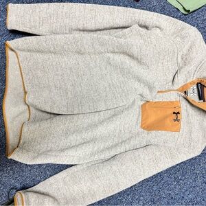 Under Armour Gray Zip Up Sweater with Tan Accents